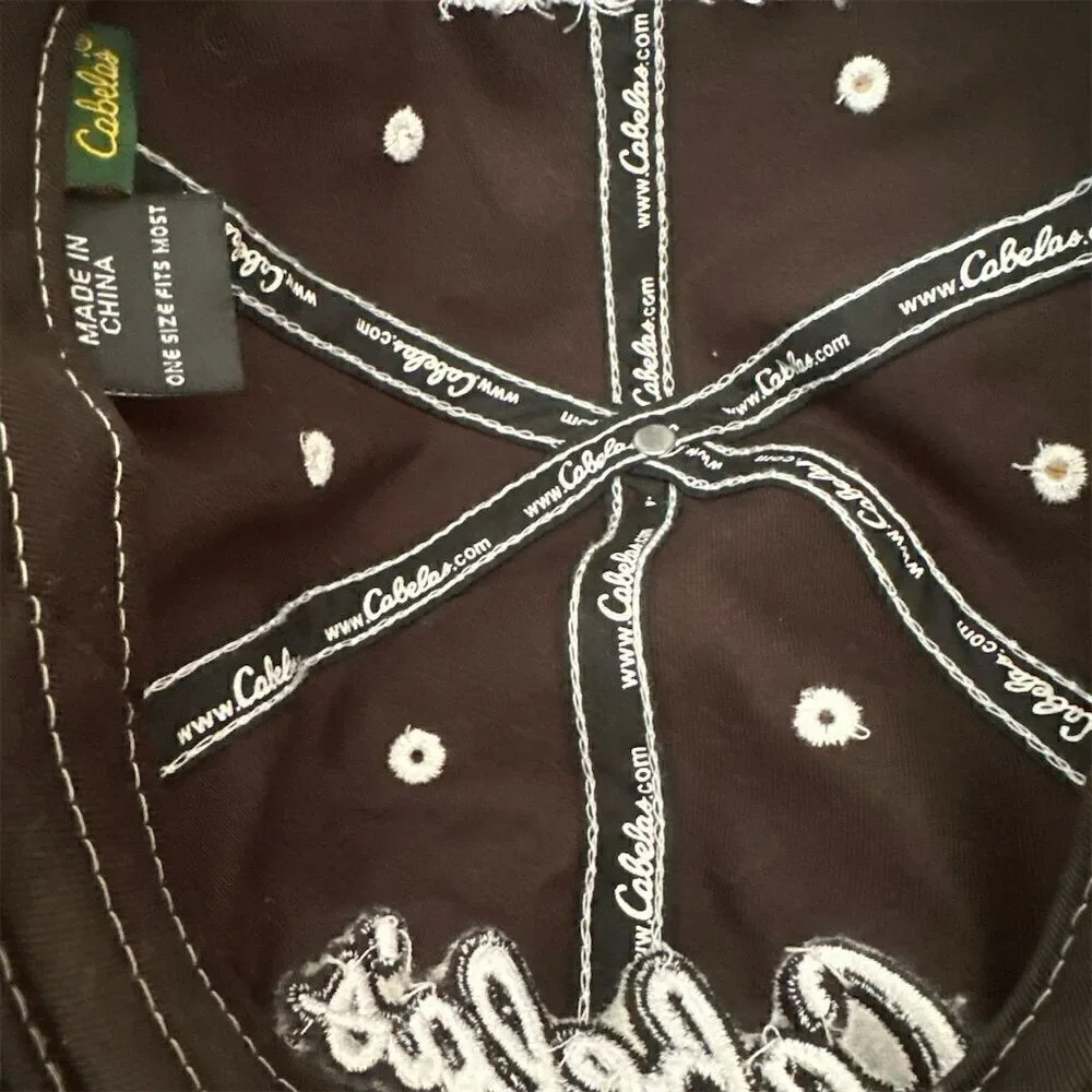 Cabela's Women's Black Embroidered Baseball Cap Adjustable Wide Back Opening
